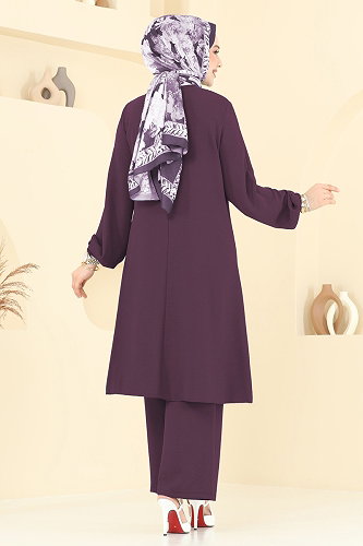 moda selvim طقم ليلكي غامق 2621SL432 - Thumbnail