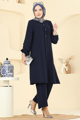 moda selvim طقم كحلي غامق 2621SL432 - Thumbnail
