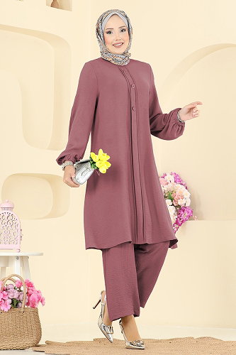 moda selvim طقم وردي غامق 2621SL432 - Thumbnail