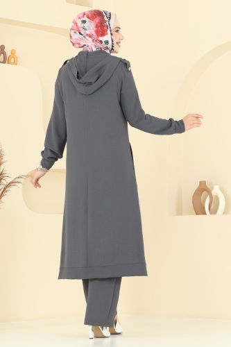 moda selvim طقم رمادي غامق 2624SL432 - Thumbnail