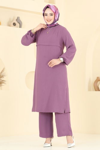 moda selvim طقم ليلكي غامق 2625SL432 - Thumbnail