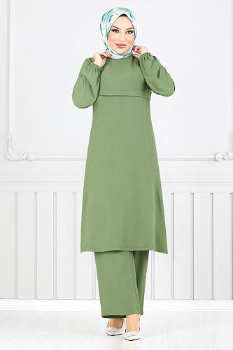 moda selvim طقم أخضر عشبي 2625SL890-M - Thumbnail