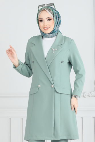 moda selvim طقم أخضر باهت 2626SL432 - Thumbnail