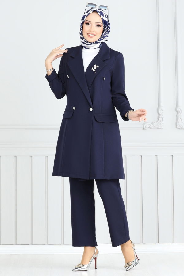 Modaselvim Hijab Combinations Combined 2626SL432 Navy Blue