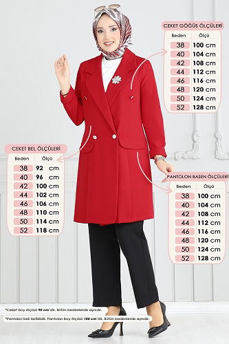 moda selvim طقم أحمر و أسود 2626SL432 - Thumbnail