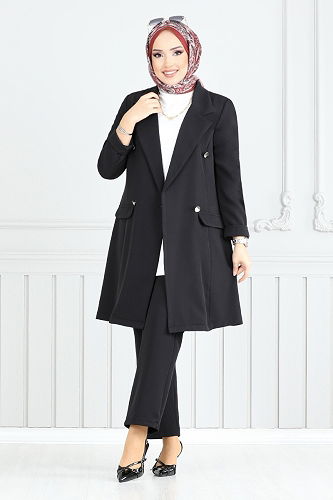 moda selvim طقم أسود 2626SL890-M - Thumbnail