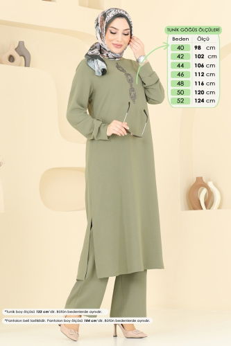 moda selvim طقم أخضر عشبي 2627SL432 - Thumbnail