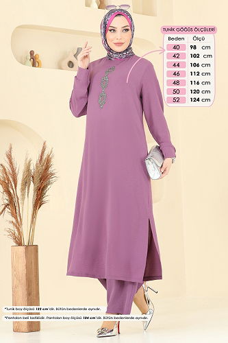 moda selvim طقم وردي غامق 2627SL432 - Thumbnail