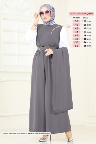 moda selvim طقم رمادي غامق 2628SL432 - Thumbnail