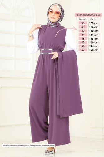 moda selvim طقم ليلكي غامق 2628SL432 - Thumbnail
