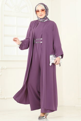 moda selvim طقم ليلكي غامق 2628SL432 - Thumbnail