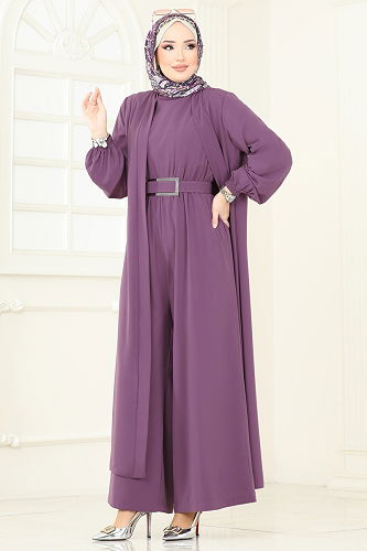 moda selvim طقم ليلكي غامق 2628SL432 - Thumbnail