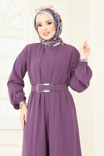 moda selvim طقم ليلكي غامق 2628SL432 - Thumbnail