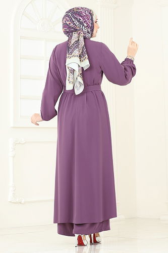 moda selvim طقم ليلكي غامق 2628SL432 - Thumbnail