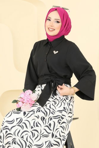 moda selvim طقم أسود 262ASN888 - Thumbnail