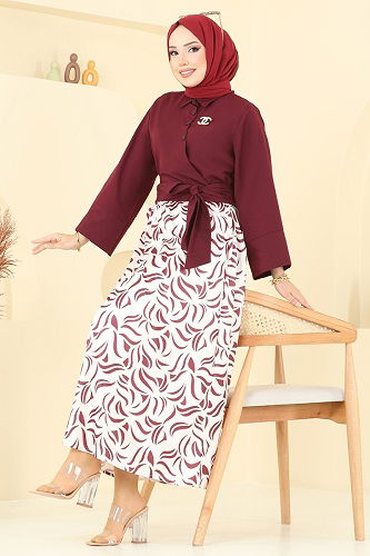 moda selvim Combined 262ASN888 Burgundy - Thumbnail