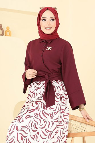 moda selvim طقم خمري 262ASN888 - Thumbnail