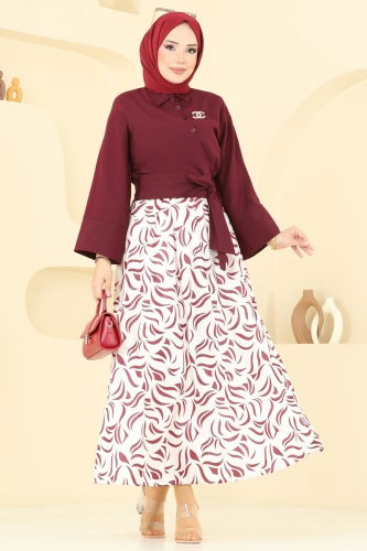 moda selvim طقم خمري 262ASN888 - Thumbnail