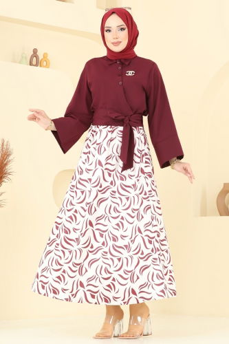 moda selvim طقم خمري 262ASN888 - Thumbnail
