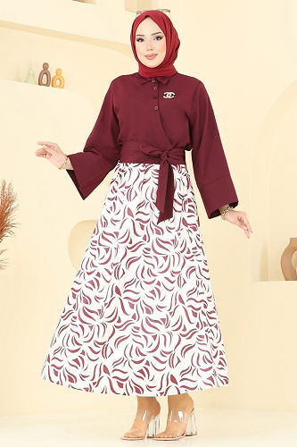 moda selvim طقم خمري 262ASN888 - Thumbnail