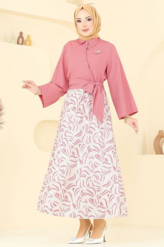 moda selvim طقم وردي غامق 262ASN888 - Thumbnail