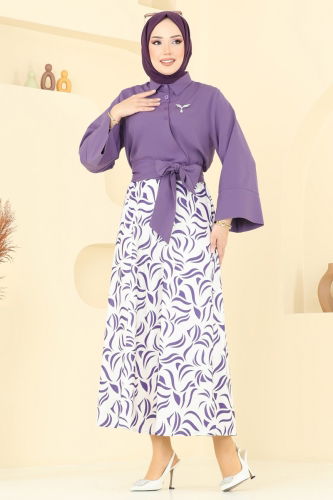moda selvim طقم ليلكي 262ASN888 - Thumbnail