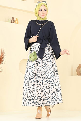 moda selvim طقم كحلي 262ASN888 - Thumbnail