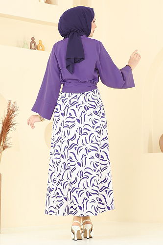 moda selvim طقم أرجواني 262ASN888 - Thumbnail