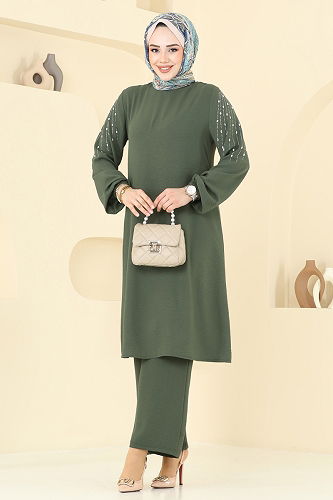 moda selvim طقم اخضر عفني 2633SL432 - Thumbnail