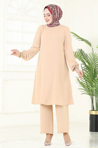 moda selvim طقم بيج فاتح 2633SL432 - Thumbnail