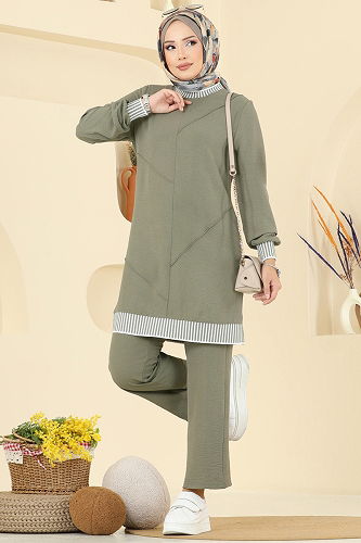 moda selvim طقم أخضر عشبي 2635SL432 - Thumbnail