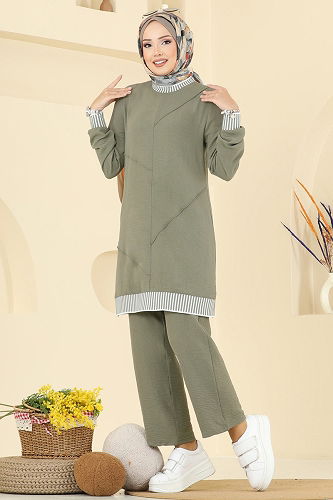 moda selvim طقم أخضر عشبي 2635SL432 - Thumbnail