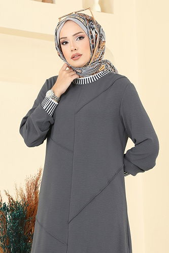 moda selvim طقم رمادي غامق 2635SL432 - Thumbnail