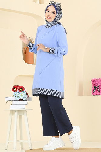 moda selvim طقم أزرق فاتح &كحلي 2635SL432 - Thumbnail