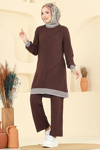 moda selvim طقم بني 2635SL432 - Thumbnail