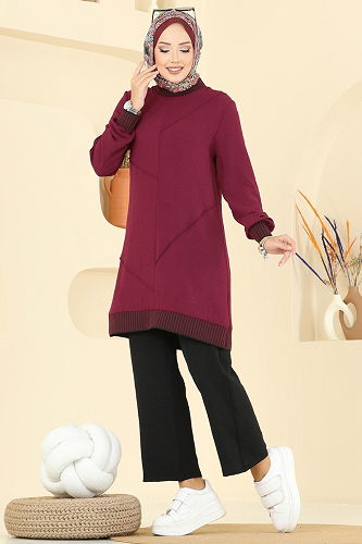 moda selvim طقم خمري و أسود 2635SL432 - Thumbnail