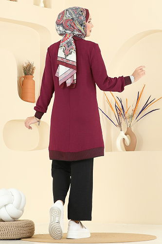 moda selvim طقم خمري و أسود 2635SL432 - Thumbnail