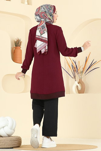 moda selvim طقم خمري و أسود 2635SL432 - Thumbnail