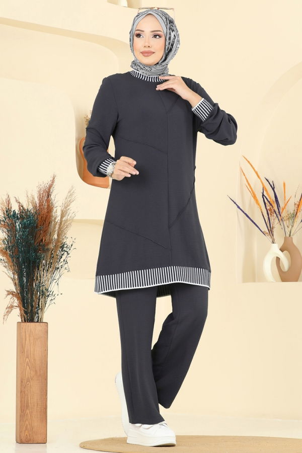 Modaselvim Hijab Combinations Combined 2635SL432 Dark Anthracite