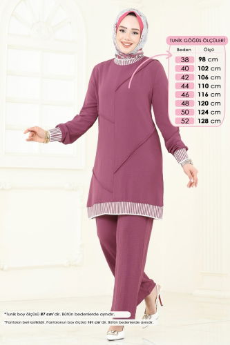 moda selvim طقم وردي غامق 2635SL432 - Thumbnail