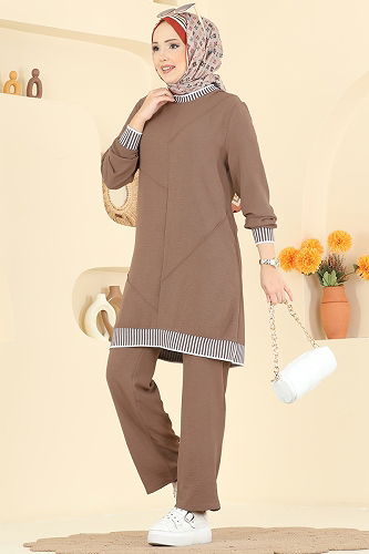 moda selvim طقم بيج غامق 2635SL432 - Thumbnail