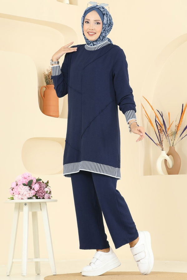 Modaselvim Hijab Combinations Combined 2635SL432 Light Navy Blue