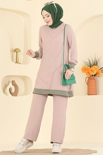 moda selvim طقم بيج وردي 2635SL432 - Thumbnail