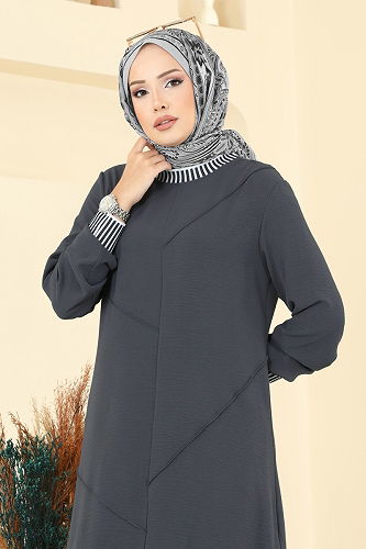 moda selvim طقم رمادي غامق 2635SL432 - Thumbnail