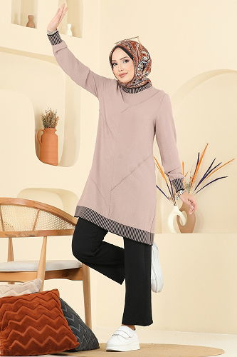 moda selvim طقم بيج وأسود 2635SL432 - Thumbnail