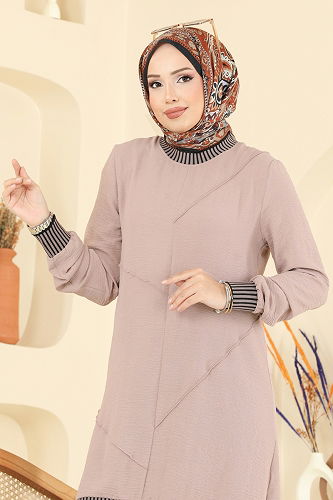 moda selvim طقم بيج وأسود 2635SL432 - Thumbnail