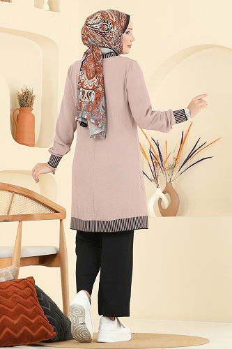 moda selvim طقم بيج وأسود 2635SL432 - Thumbnail