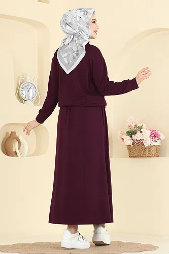 moda selvim طقم خمري 2636MSZ1172 - Thumbnail