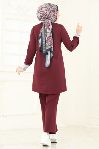 moda selvim طقم خمري 2637SL432 - Thumbnail