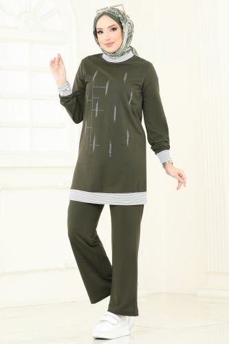 moda selvim طقم اخضر عفني 2637SL432 - Thumbnail